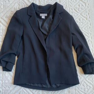 H&M Black Blazer Size 6 with Ruched Sleeves